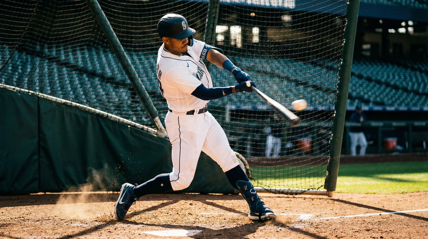 棒球击球员挥棒练习动态瞬间